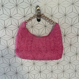 H&M Pink Straw Chain Shoulder Bag